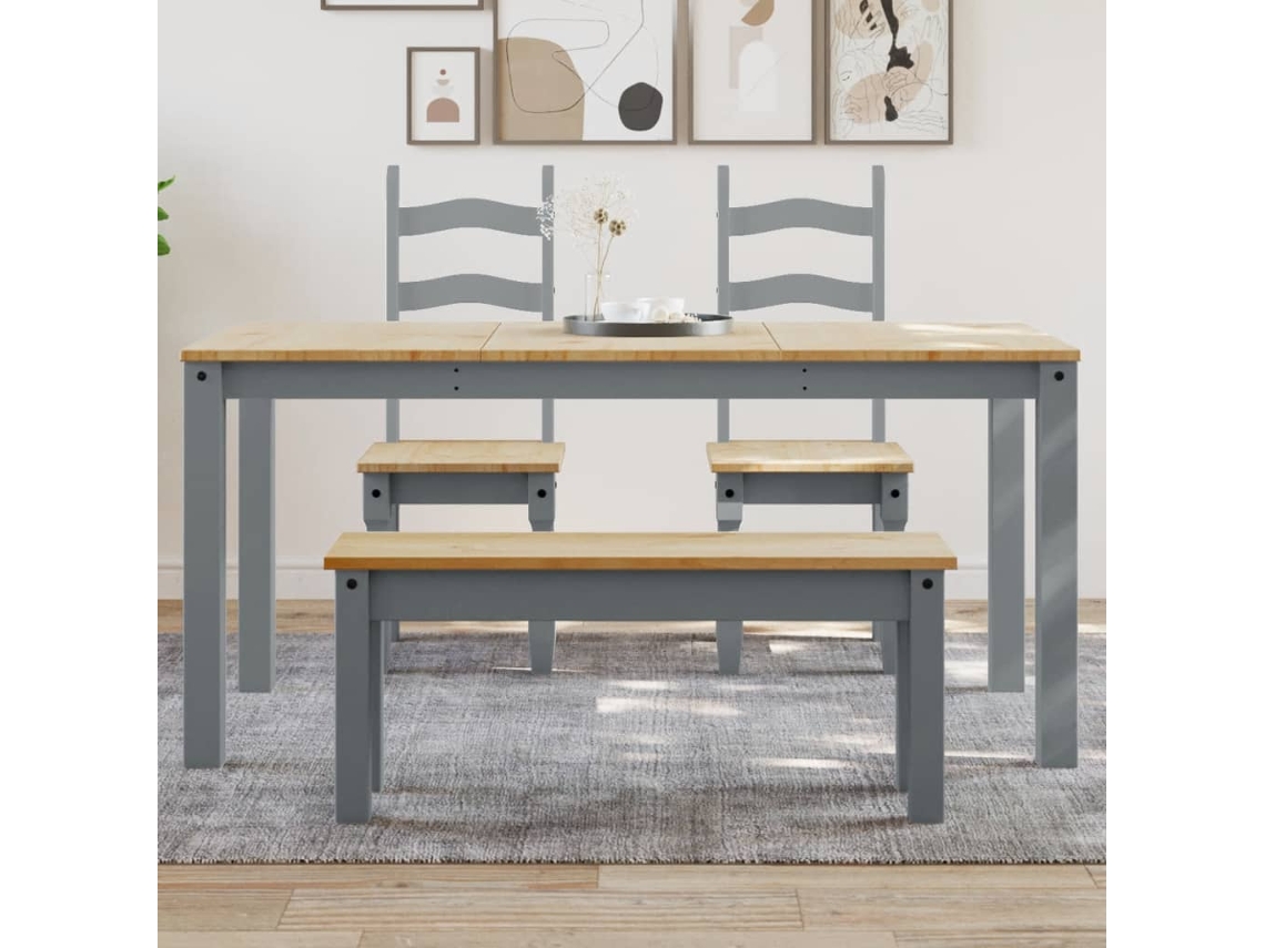 Vidaxl Mesa De Jantar Panama 160x80x75 Cm Pinho Maciço Cinzento