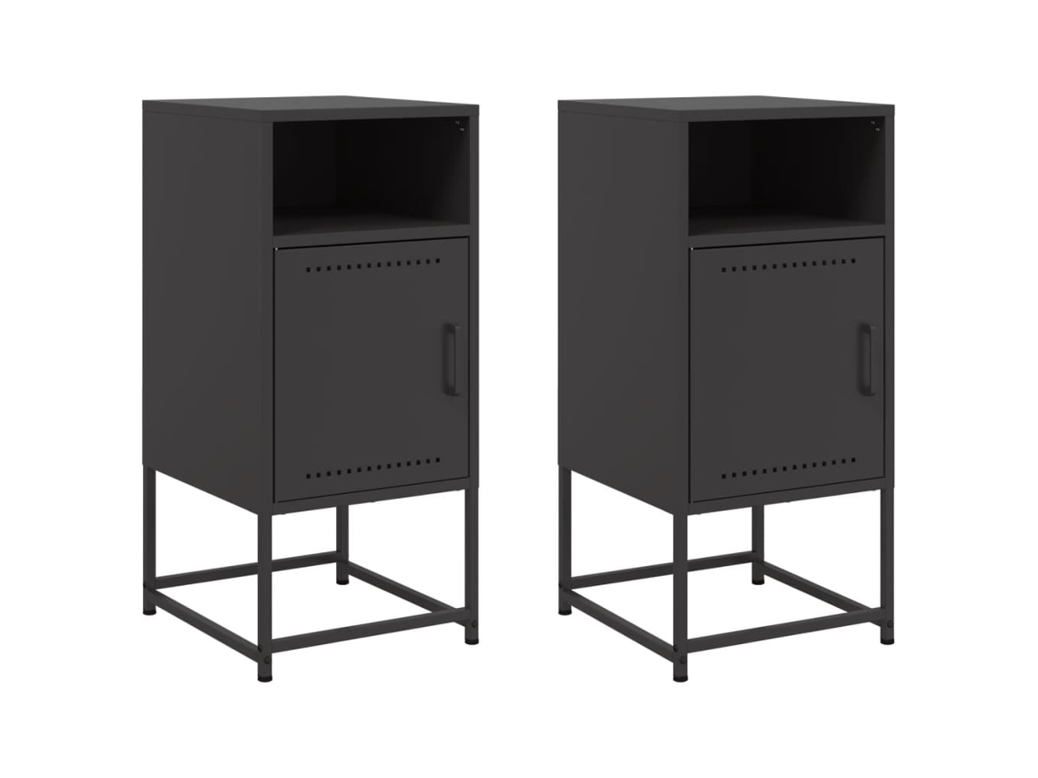 Mesas cabeceira 2 peças 36x39x78 cm Aço Preto MAISON EXCLUSIVE