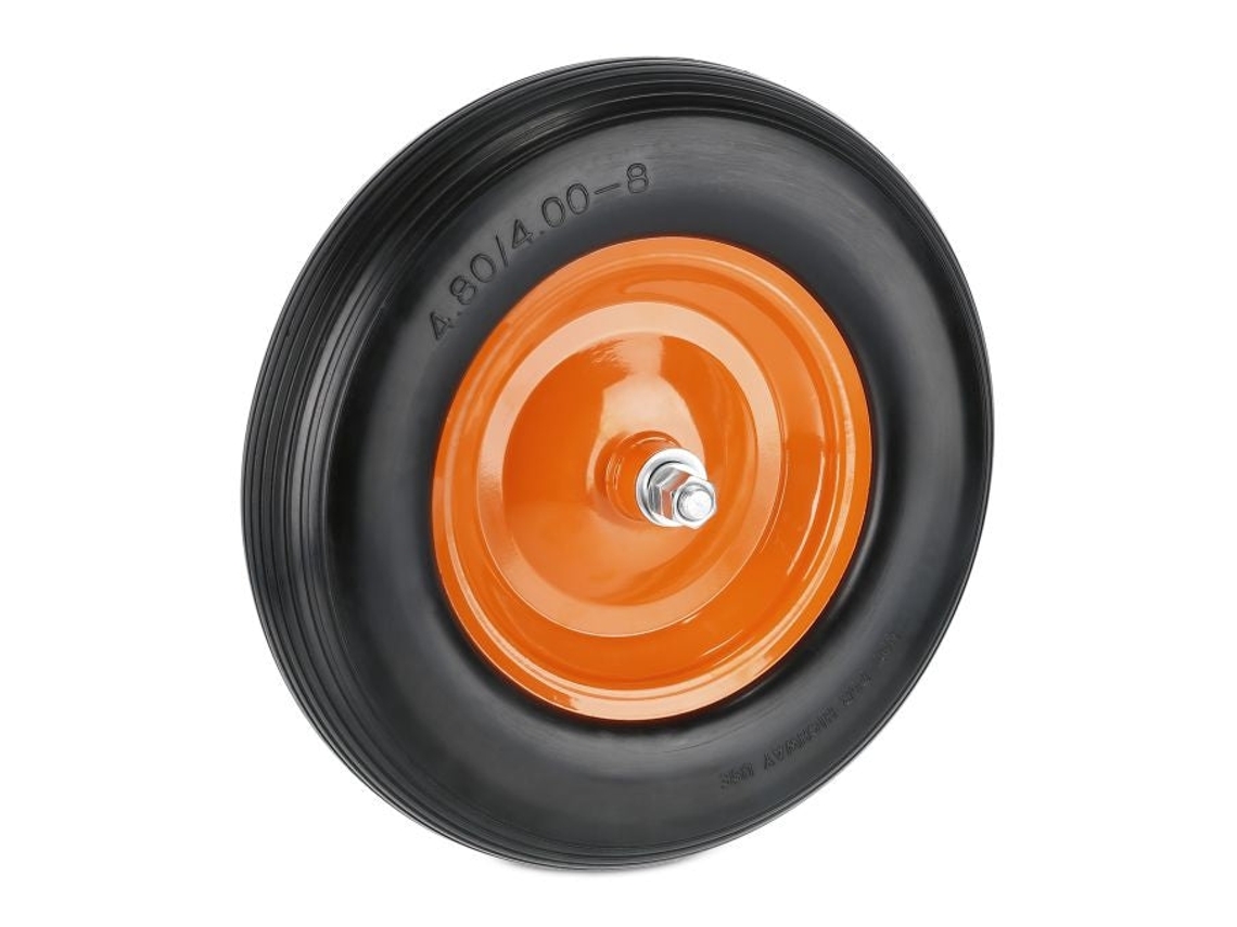 Pneu Pu Maciço Para Carrinho De Mão 4.00-8 Com Eixo