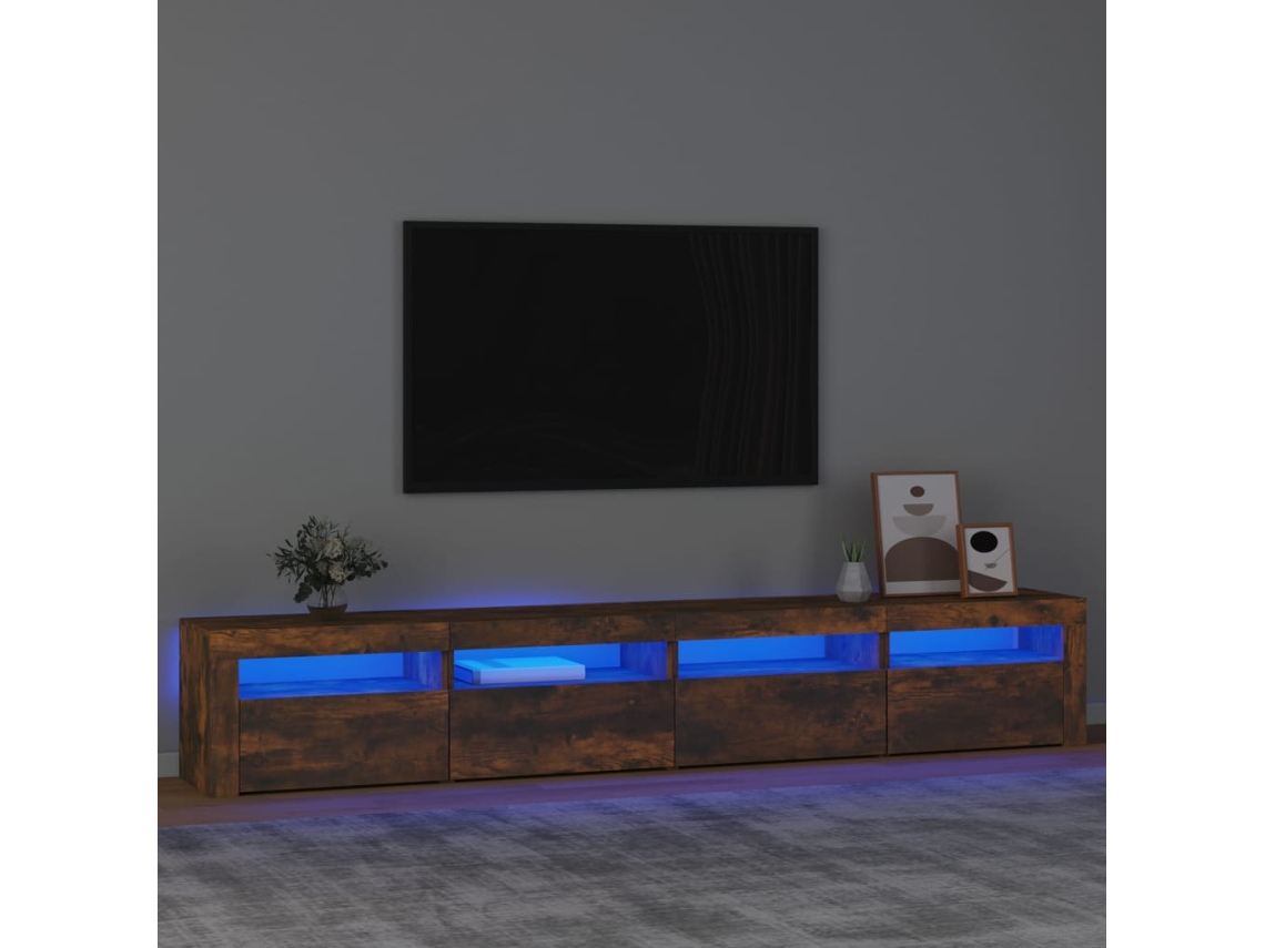 Vidaxl Móvel de Tv com Luzes Led 240x35x40 Cm Carvalho Fumado