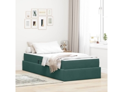 Vidaxl Cama Com Arrumação E Colchão Verde Escuro 90 X 190 Cm Veludo