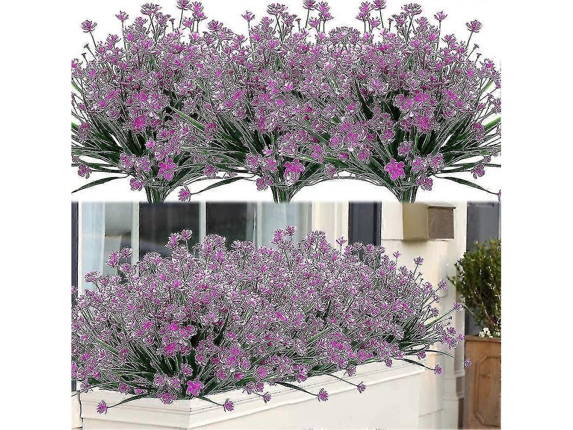8 Pacotes de Arbustos Artificiais para Áreas Externas, Plantas Artificiais com Proteção UV e Formigas Slowmoose