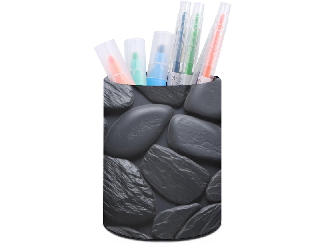 Porta Canetas de Mesa, Design Em Pedra Preta, Organizador de Canetas de Mesa, Porta Pinceis Decorativos para Maquiagem