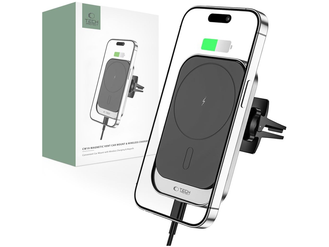 Suporte de Carro TECH PROTECT para Carregador Magsafe 15W para iPhone 13, 14 e 15