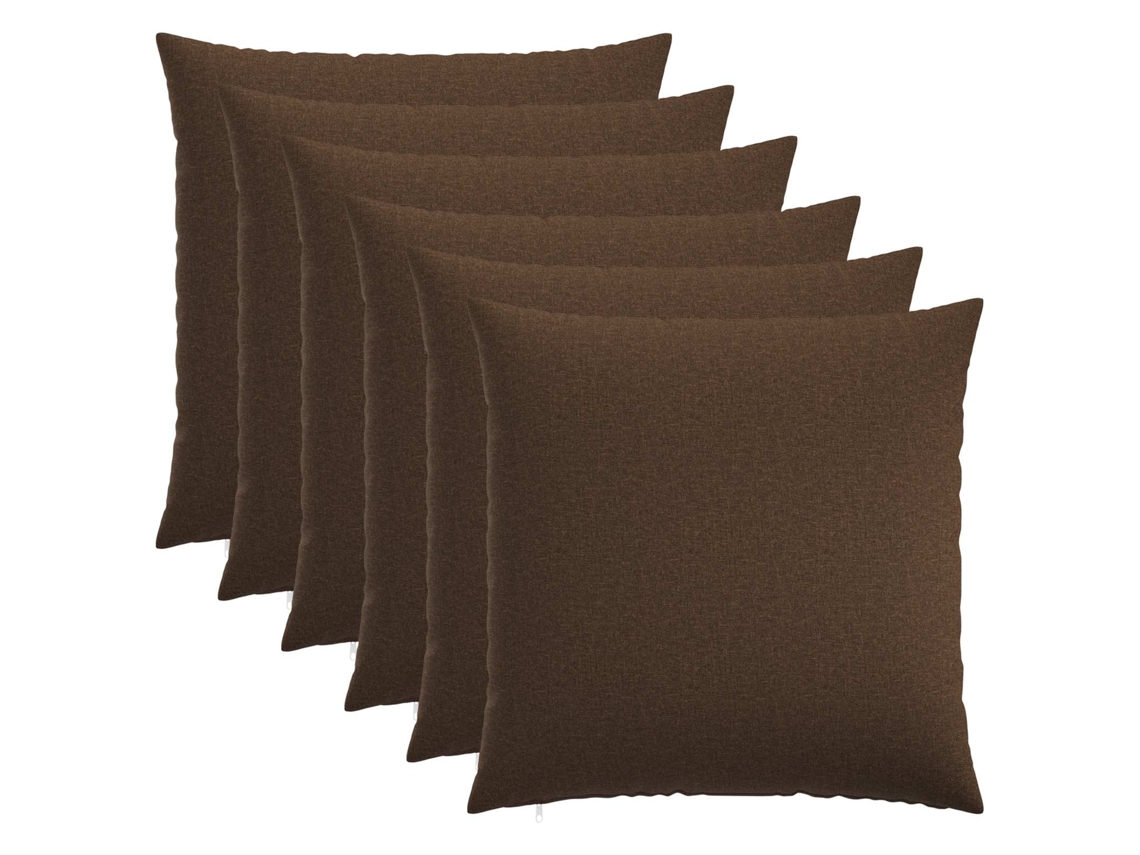 Vidaxl Capa Almofada 6 Unid. Heerlen Castanho 55 X 55 Cm Tecido