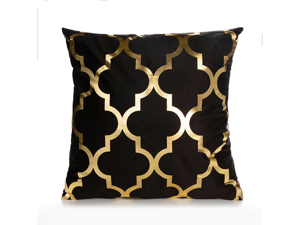 Capa De Almofada Dourada Estampada De 45 Cm, Estilo Europeu Retrô, Capa De Almofada Para Sofá, Decoração Para Casa, Capa De Almofada Curta De Pelúcia,