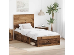 Vidaxl Estrutura Da Cama Com Cabeceira Madeira Antiga 100 X 200 Cm