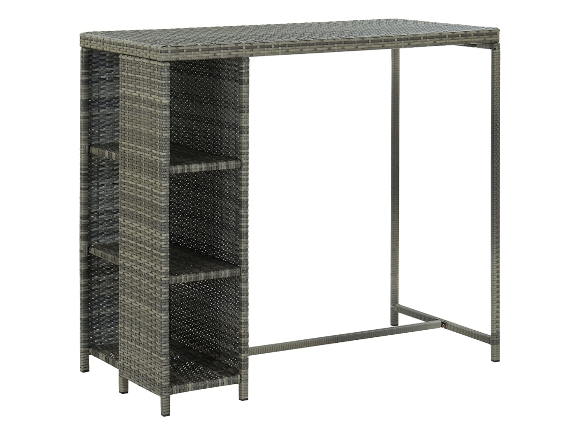 Conjunto Bar 5 Peças P/ Jardim C/ Almofadões Vime Pe Cinza Dkd Home Decor