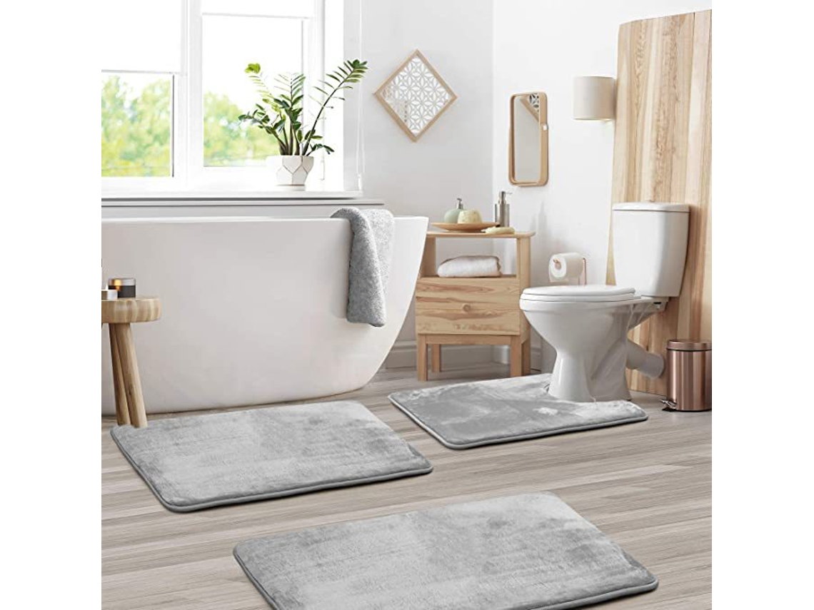 Tapetes de Banho Antiderrapantes Absorventes de Secagem Rápida para Decoração de Banheiro-Cinza EVELTEK 50x80cm
