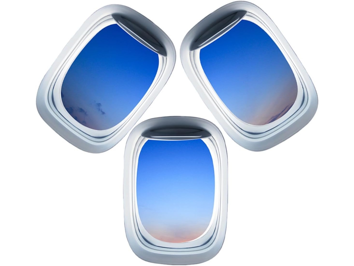 Conjunto De 3 Adesivos Decorativos De Parede Em Pvc Com Design De Janela De Avião Falsa.