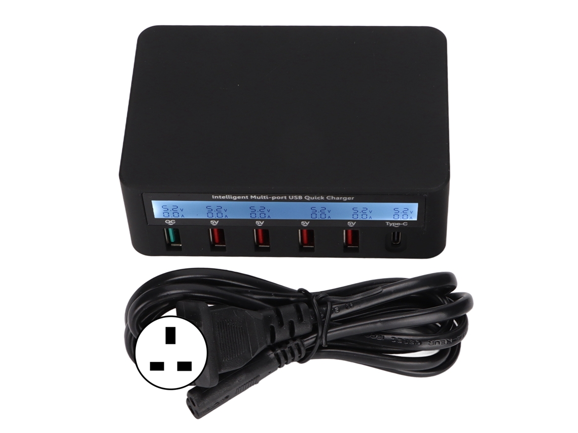 Estação de Carregamento USB EOOCOO, 6 portas, rápida, 40w