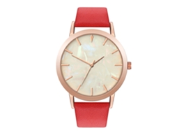 Relógio de Pulso Casual Quartz Unissex Pulseira Pu Moda Presente (vermelho)