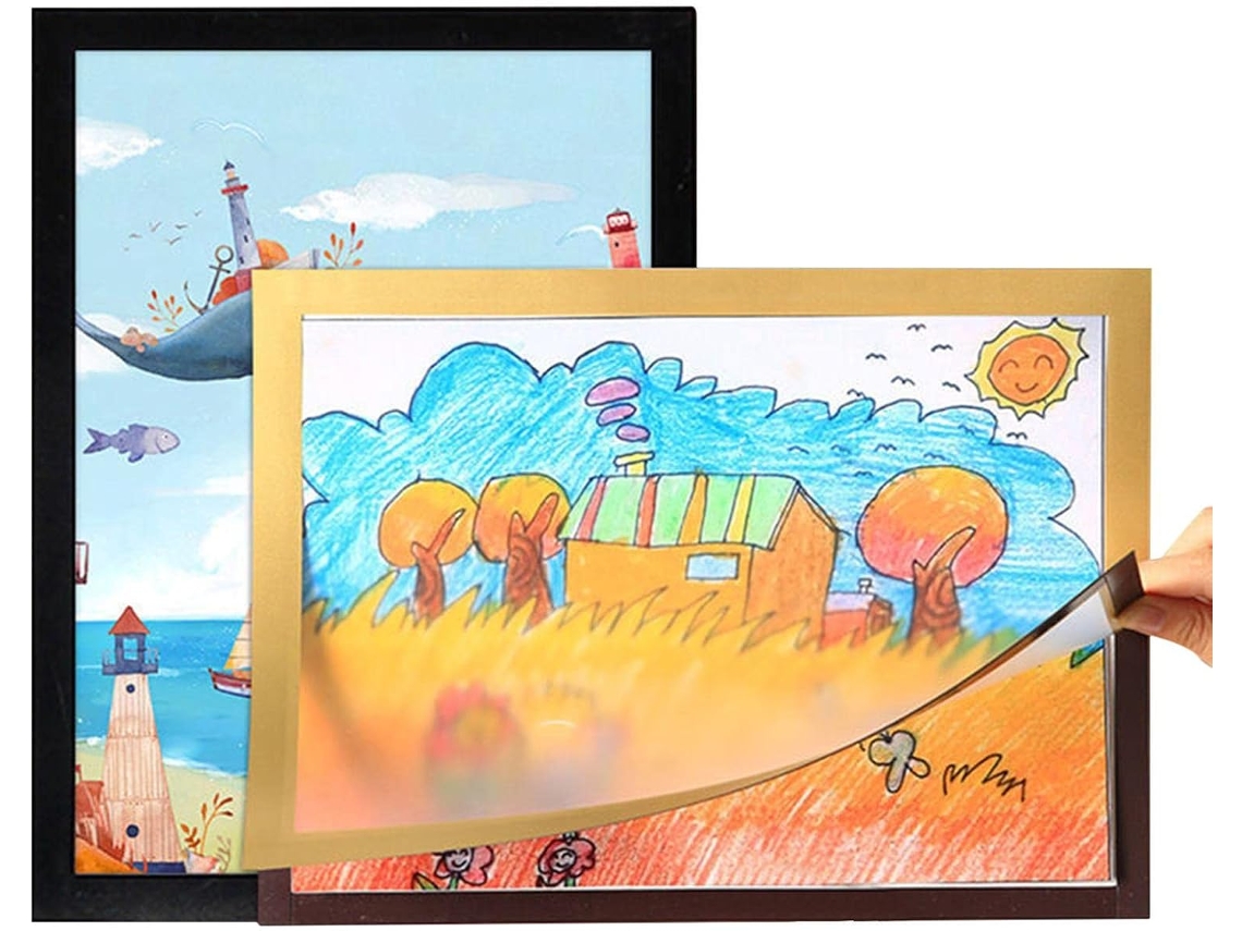 Moldura Magnética Fotos A4 A3 Molduras Infantil Desenho Painéis Intercambiáveis Abertura Frontal Exibir Obras GOKOCO
