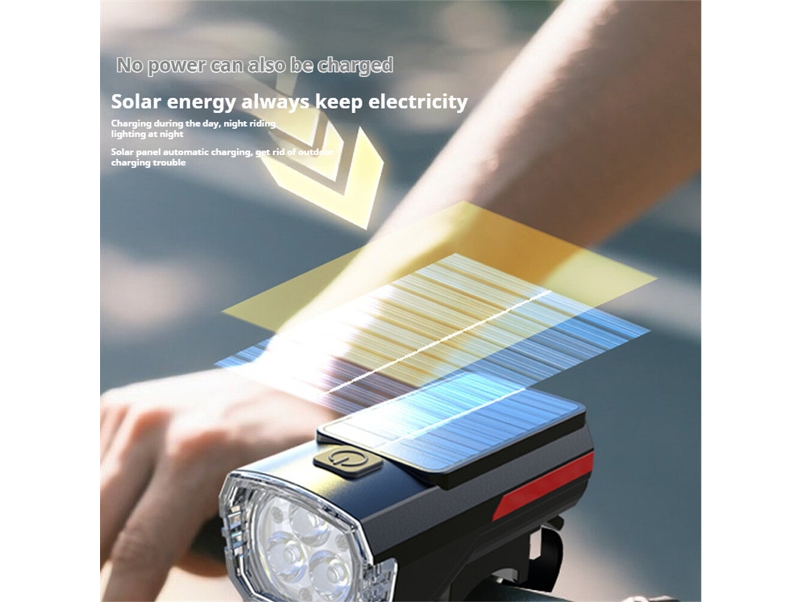 Bluebikight Farol Led Recarregável Energia Solar Antirreflexo Tipo C Ip Segurança Ciclismo Noturno Mtb
