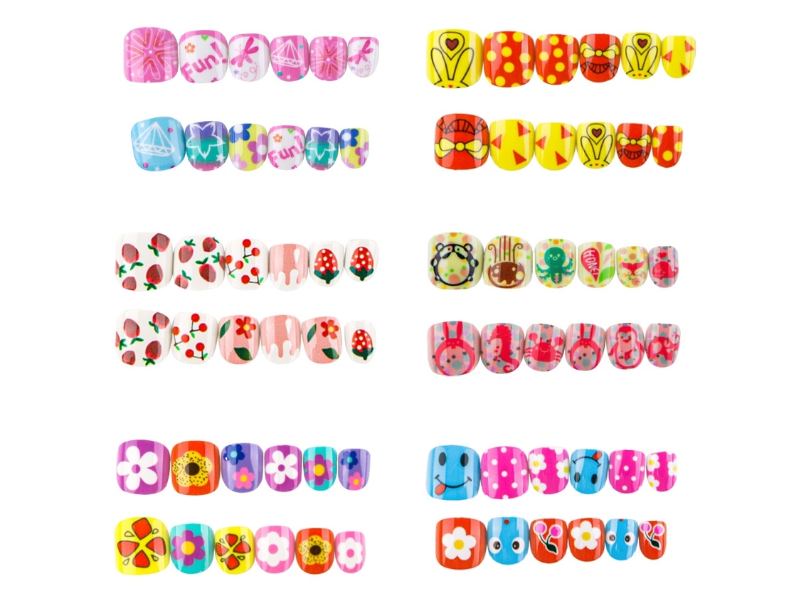 Unhas Postiças Elysve 6 Conjuntos De Unhas Postiças Curtas Para Meninas