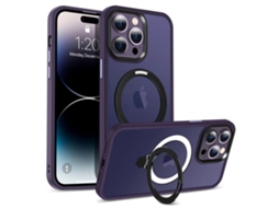 Suporte Casa Magsafe Para Iphone 14 Pro Max Pele Sintética Magnética Roxo