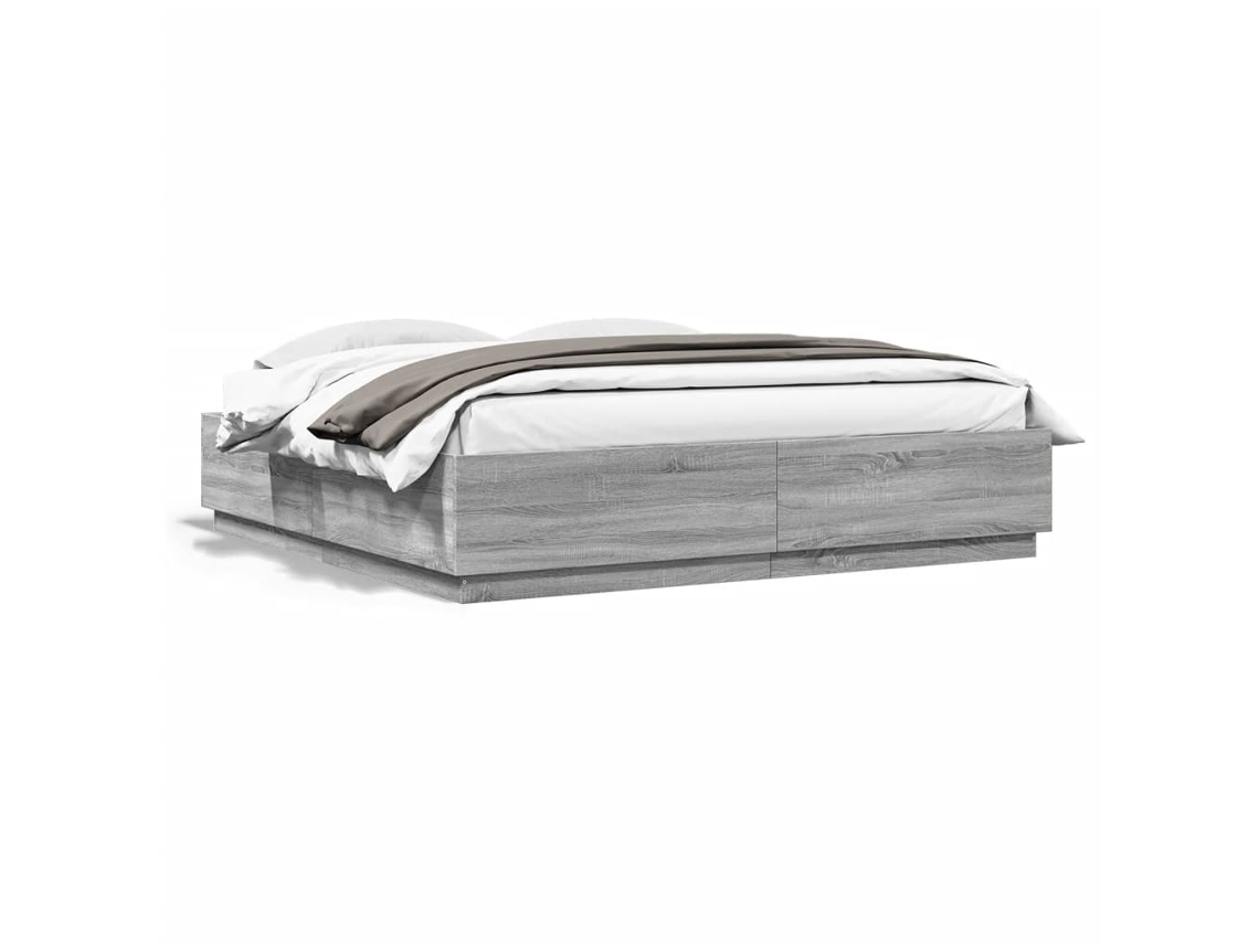 Estrutura de Cama Derivados Madeira Cinzento Sonoma MAISON EXCLUSIVE (200x200 cm)