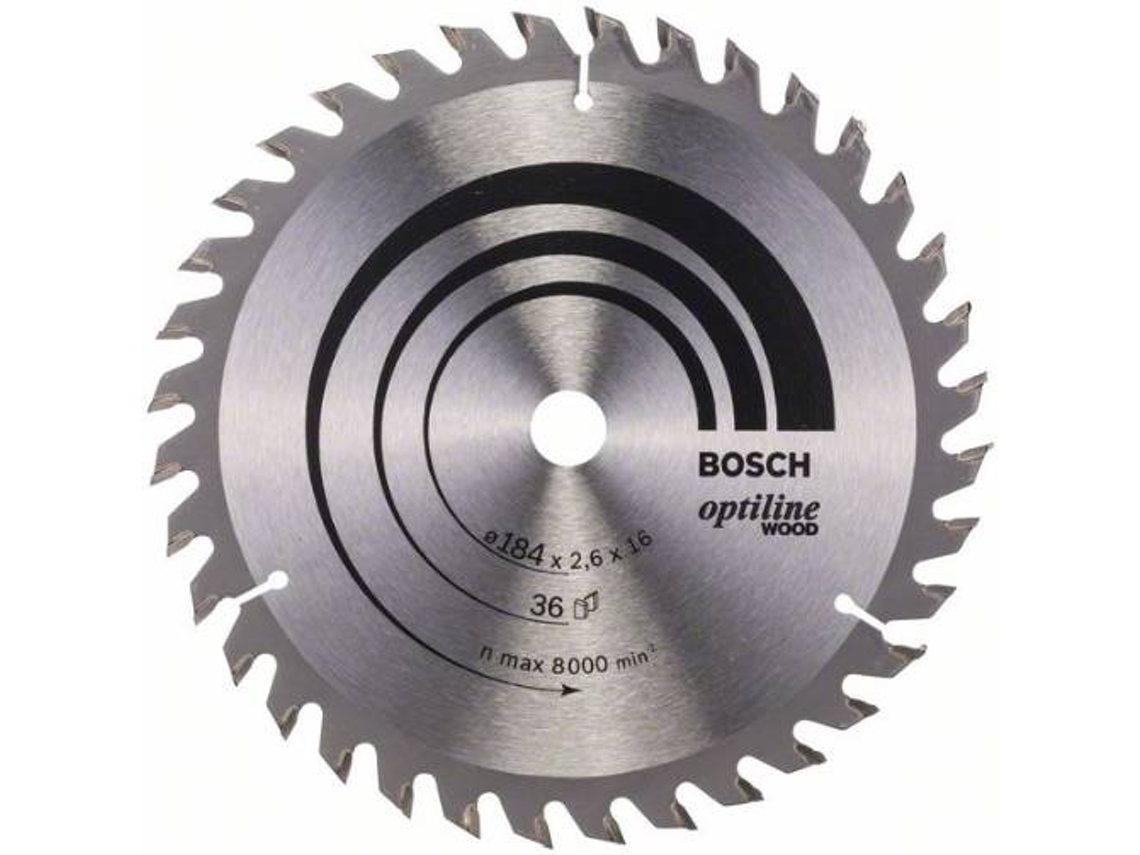Disco de Serra Circular BOSCH Optiline Madeira 184x16x2.6 mm - 36