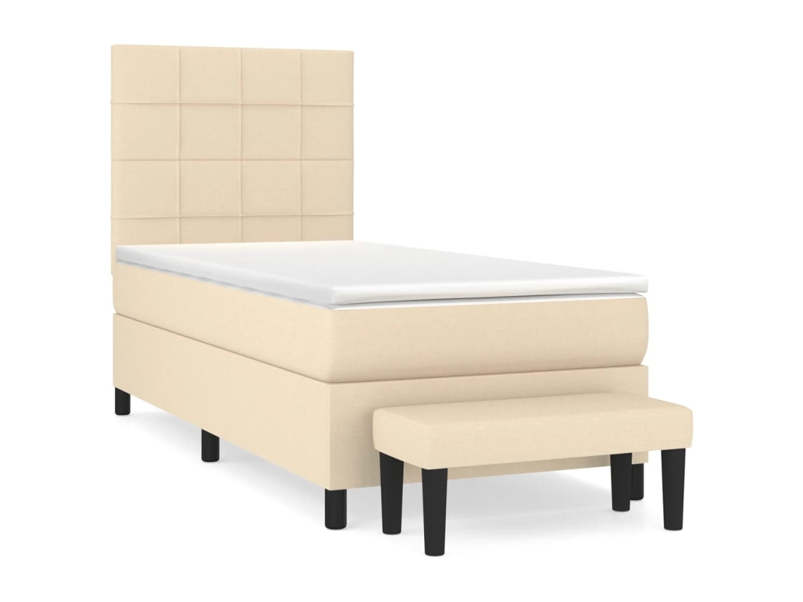 Maison Exclusive - Cama Com Molas/colchão 100x200 Cm Tecido Cor Creme