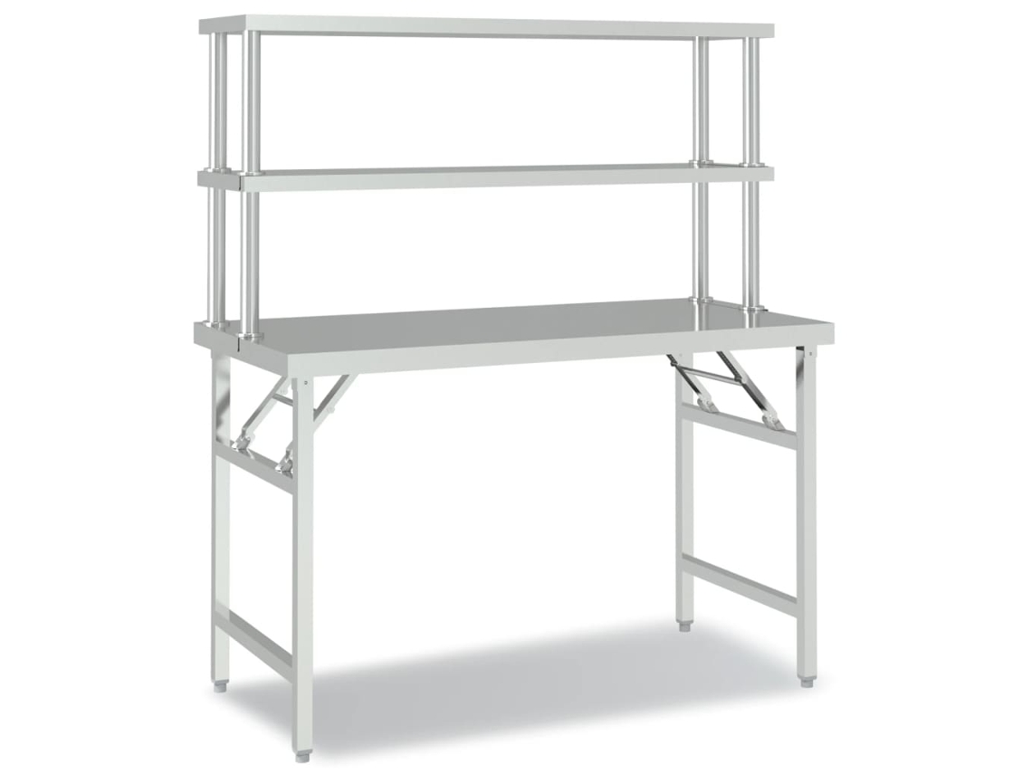 Mesa de trabalho Cozinha com Prateleira em Aço Inoxidável 120x60x145 cm MAISON EXCLUSIVE