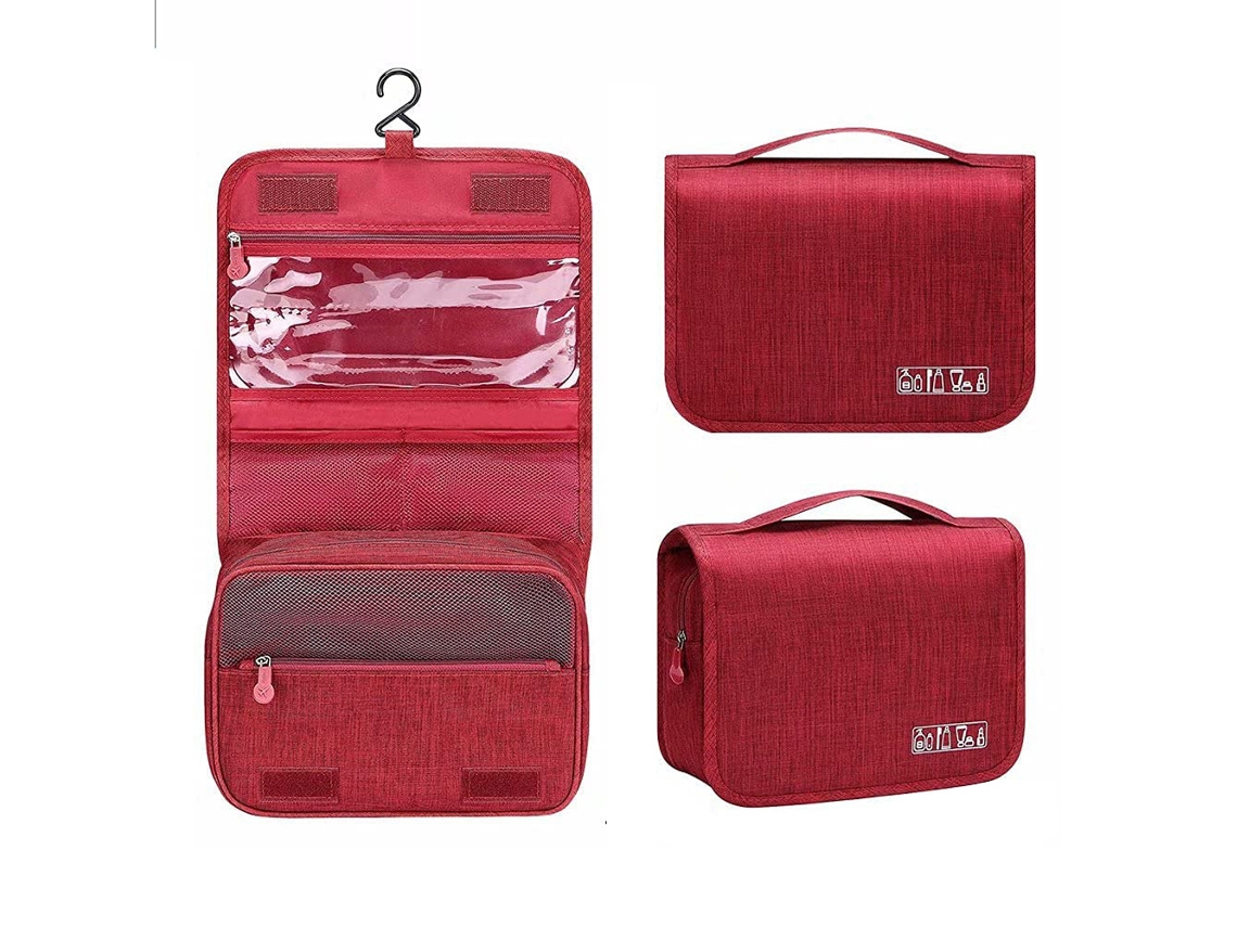 Bolsa De Viagem À Prova Dágua Para Artigos De Higiene Pessoal Bolsa De Viagem Com Cabide Para Cosméticos - Vinho Tinto