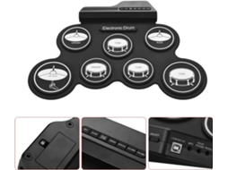 Kit Eletrônico Digital Compacto Em Silicone Enrolável Com Usb E 7 Pads Para Crianças E Iniciantes
