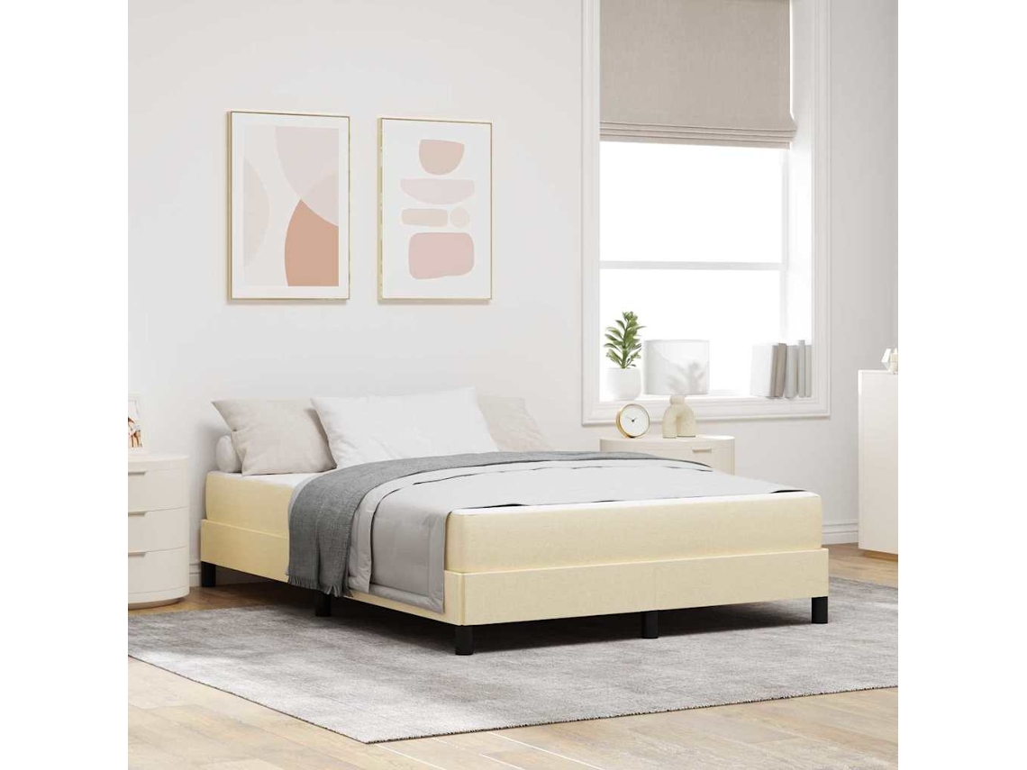 Vidaxl Cama Box Creme 160 X 200 Cm Tecido