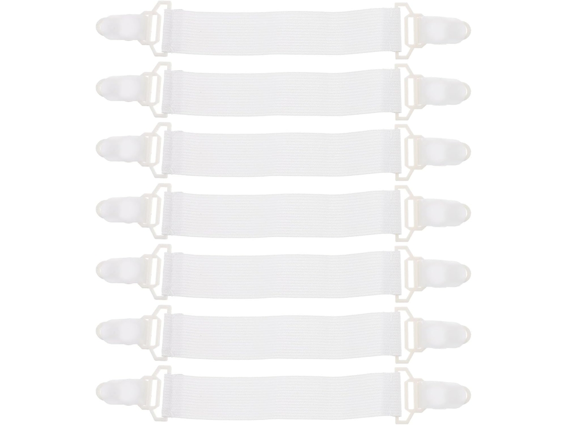 Conjunto de 16 Prendedores Lençol Ajustáveis em Tecido Branco. Elásticos para Lençóis, Ideais Fixar CHABERLU
