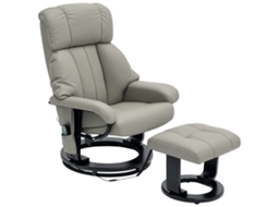 Poltrona Tv Massagem com Bolso Lateral e Couro Sintético Cinzento