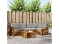 Vidaxl Conjunto De Sofá Sectional 6 Pcs Cinza Natural E Claro