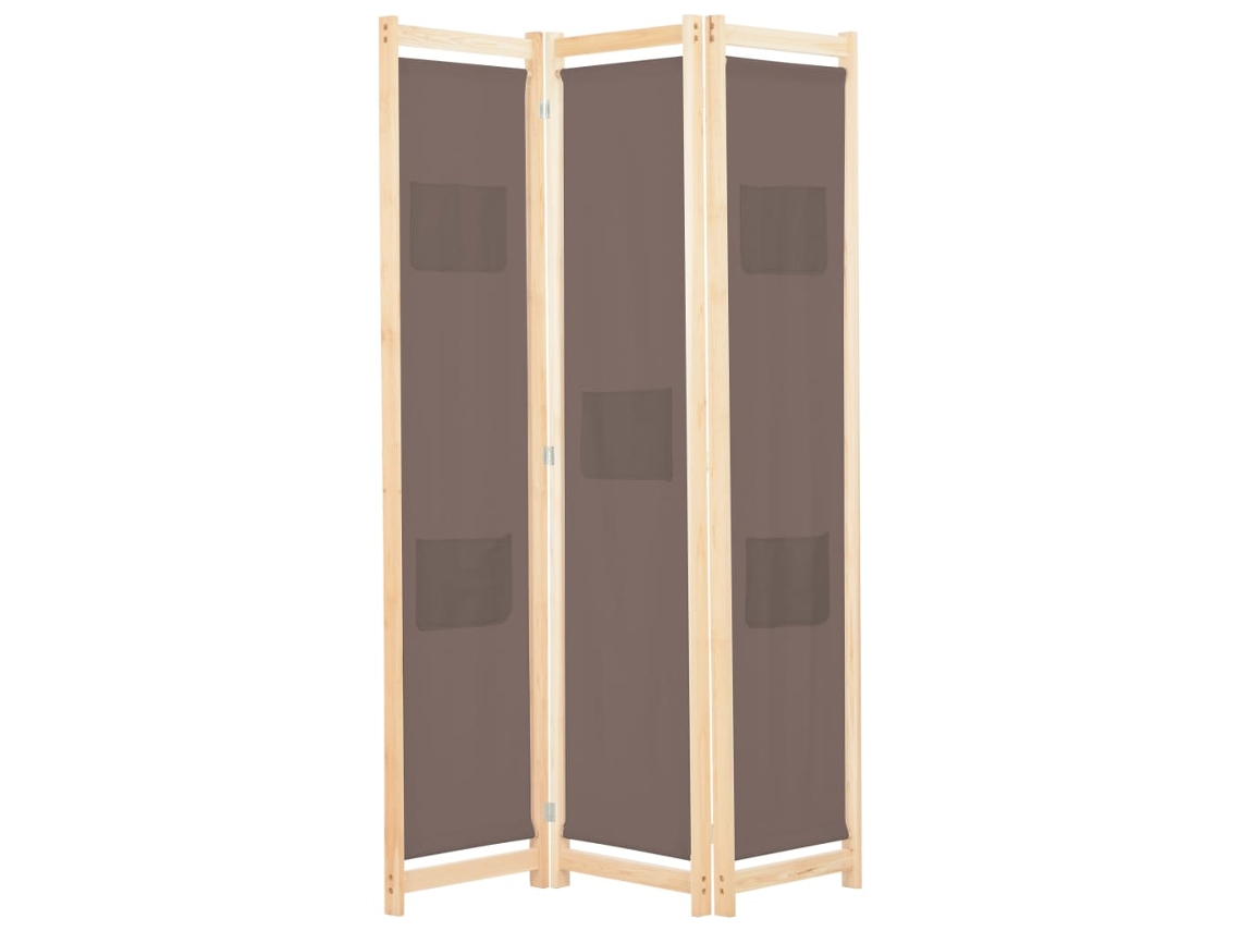 Vidaxl Divisória De Quarto Com 3 Painéis 120x170x4 Cm Tecido Castanho