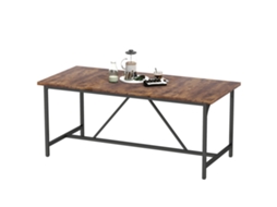 Mesa De Refeição Retangular Para 6-8 Pessoas Mesa De Cozinha Industrial Com Pés De Metal 180x80x75,5 Cm Castanho Rústico