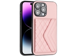 Suporte Casa Quedas Bloqueio Para Iphone 15 Pro Com Porta-cartões Rosa