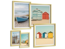 Conjunto De Pinturas Vistas Litorâneas Casinhas Barcos Espelharte (5 Peças)