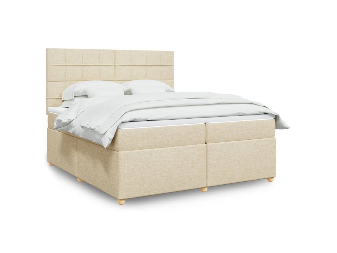 Vidaxl Cama Com Molas/colchão 200x200 Cm Tecido Cor Creme
