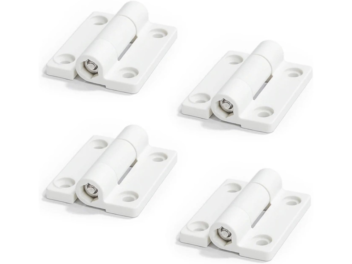 Dobradiças De Nylon Plástico Ajustáveis Para Porta Com Furos Escareados 36x 28mm 1, 4 Polegadas, 1 Peça Brancas, Pacote