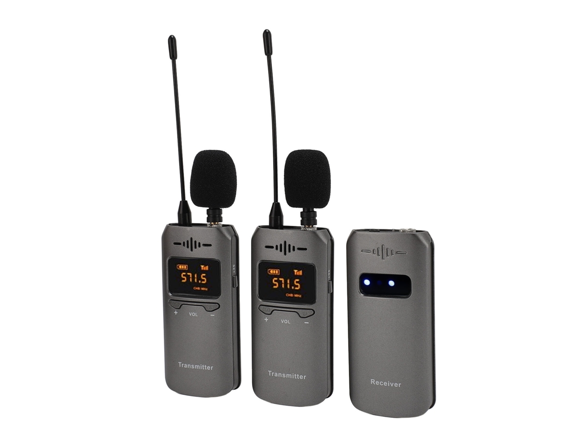 Sistema de Microfone Lavalier Wireless Uhf Dual para Câmera e Telefone com Cancelamento de Ruído
