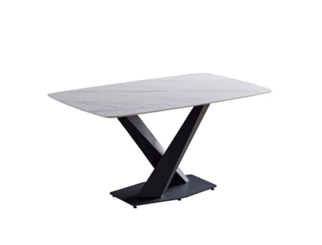 Mesa de Jantar Sirius 2 Weeaz 180X90X76 Cm Tampo em Grés Porcelânico Padrão Mármore Pés em Metal CASA VITAL