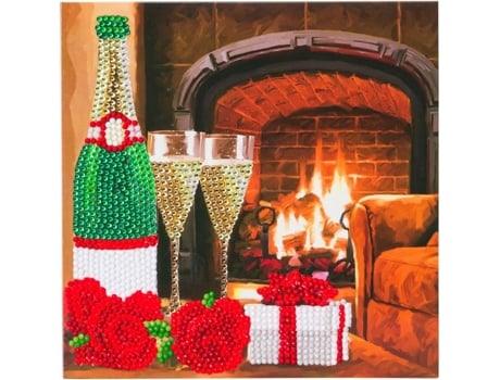 Kit De Carte Bordado Diamante 18x18cm Champagne Crystal Art