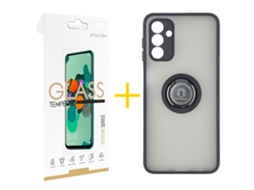 Pack 1 x Película de Vidro Temperado 2.5D + Capa SKYHE Samsung Galaxy A16 5G Gel Bumper Ring Preto