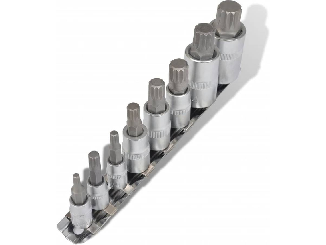 vidaXL Conjunto de pontas de 12 pontos 8 pcs na faixa
