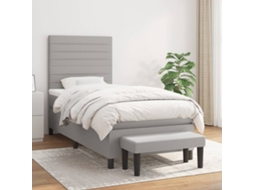 Cama Com Molas/colchão 100x200 Cm Tecido Cinzento-claro