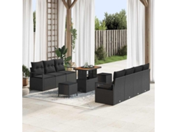 Vidaxl Conjunto De Sofá De Jardim 10 Unid. Preto Vime Pe