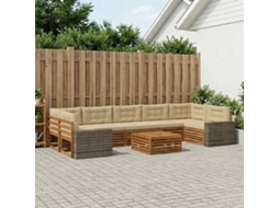 Vidaxl Conjunto De Sofás Para Exterior 8 Pcs Natural E Bege