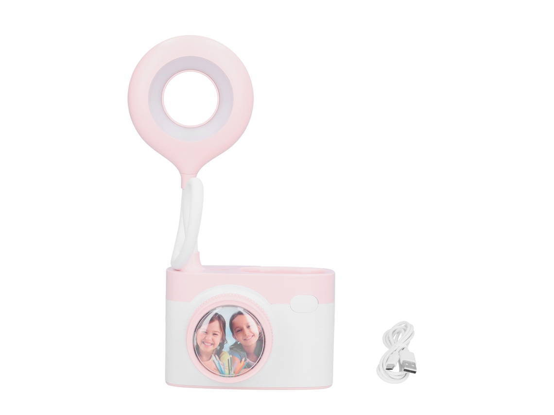 2026 lâmpada de Escritório Multifuncional em Forma de Câmera Led com Luz Suave Usb Recarregável para Leitura Cor Rosa