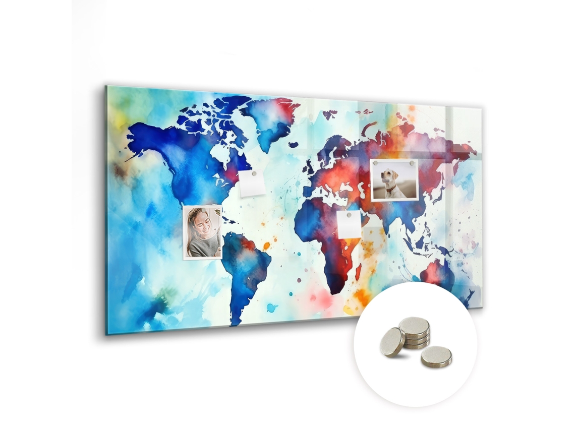 Quadro De Vidro Magnético Mapa Pintado Para A Cozinha Espelharte (120x60 Cm)