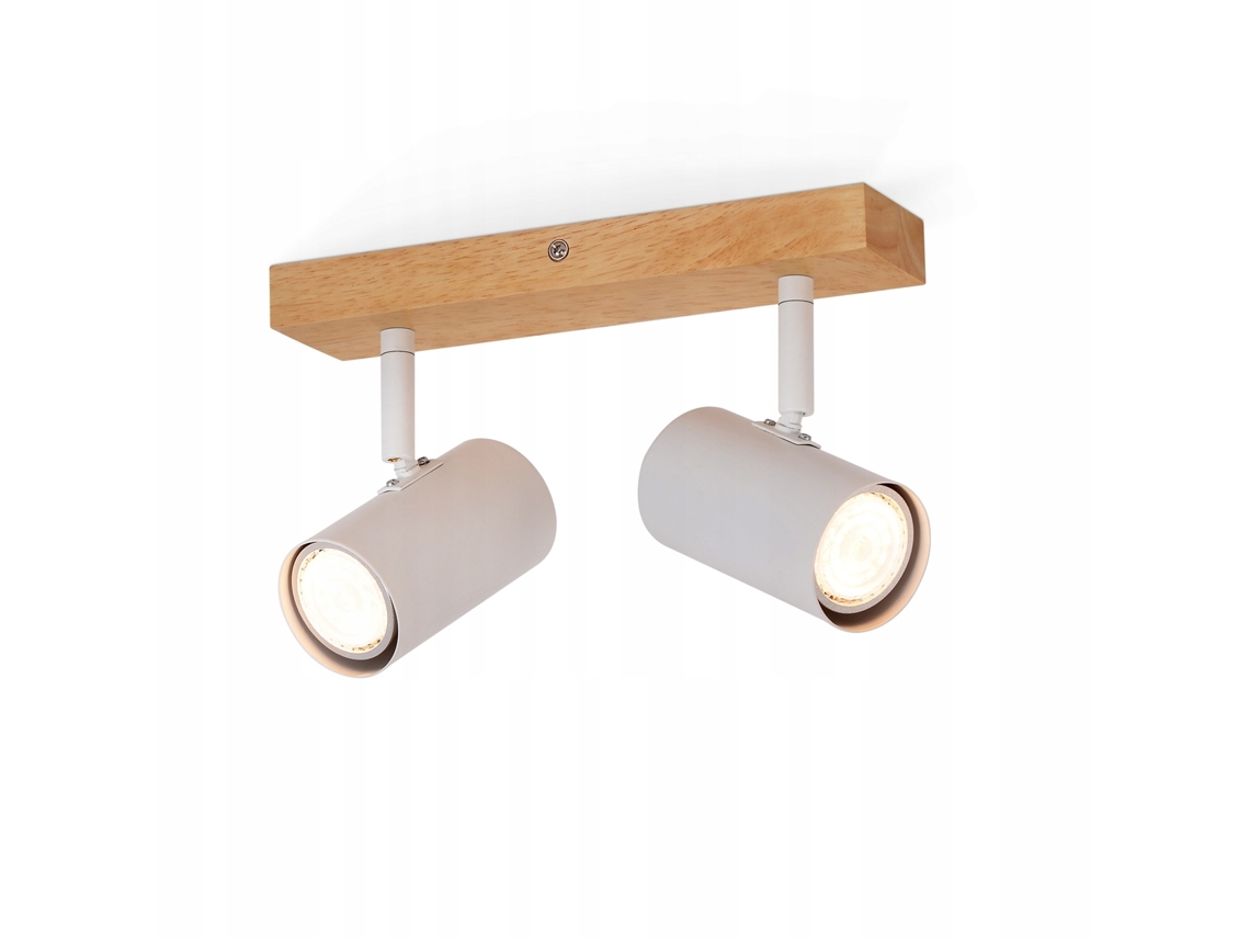 Holofote de Teto 2 Lâmpadas Madeira Gu10 Branco Lâmpada de Corredor Interior Moderno 350 Holofote para Sala de Estar Quarto NETTLIFE