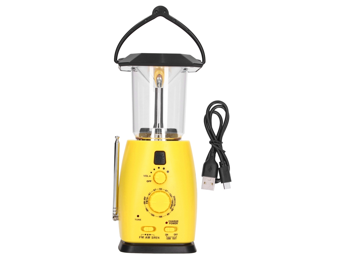 Lanternária de Camping Led com Carregamento Solar, Manual e Usb, 8 Leds, Ajuste de Brilho e Fm/am | S/MARCA