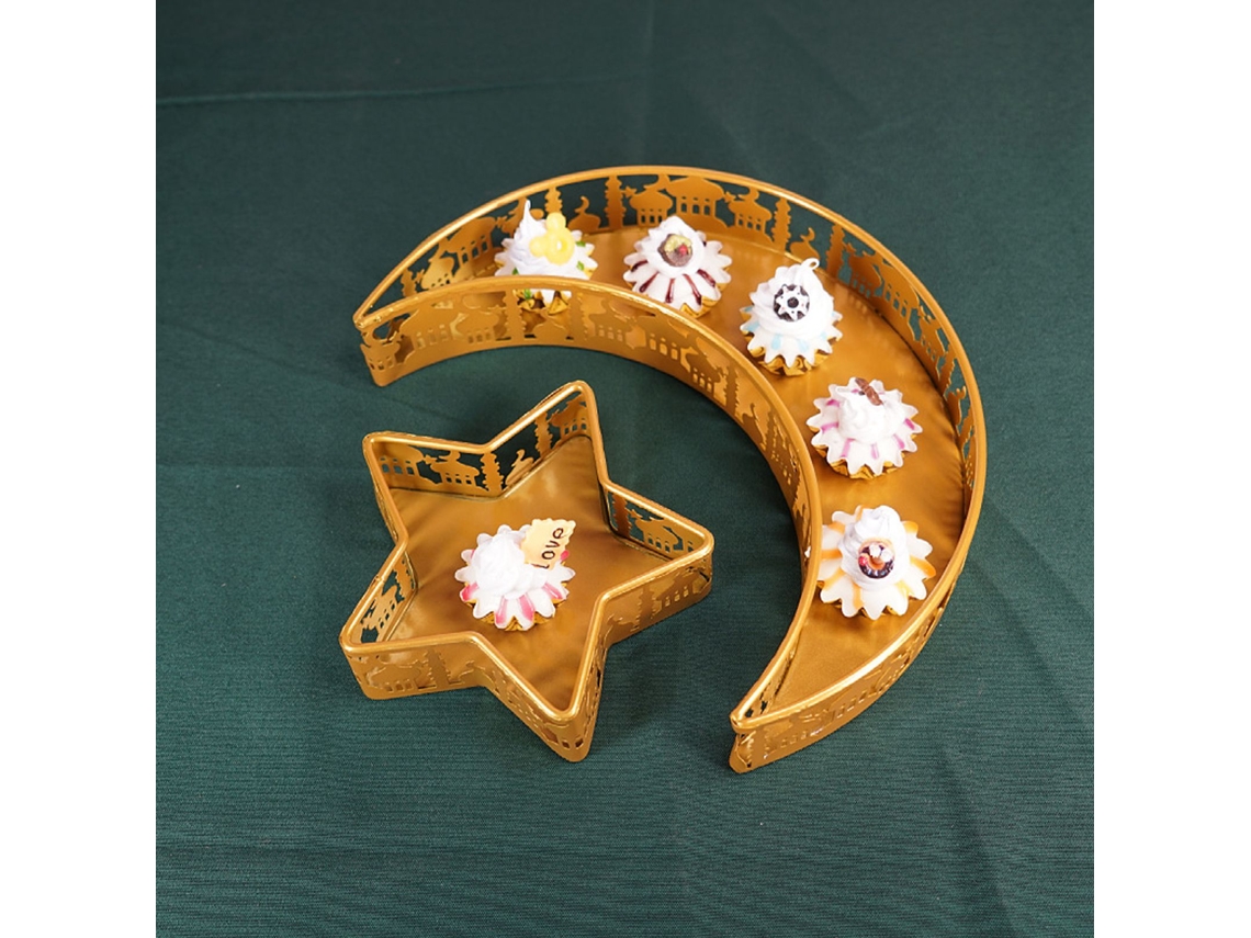 Bandejas de Forma Lua Estrela Dourada para Servir Frutas Sobremesas Decor Table