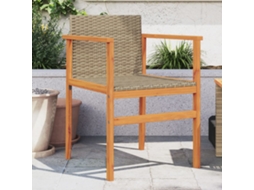 Vidaxl Cadeiras De Jardim 2 Pcs Vime Pe/madeira Maciça Bege
